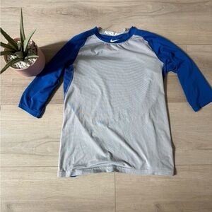 Nike Pro Dri Fit blue gray boys  athletic fitted workout shirt size Large